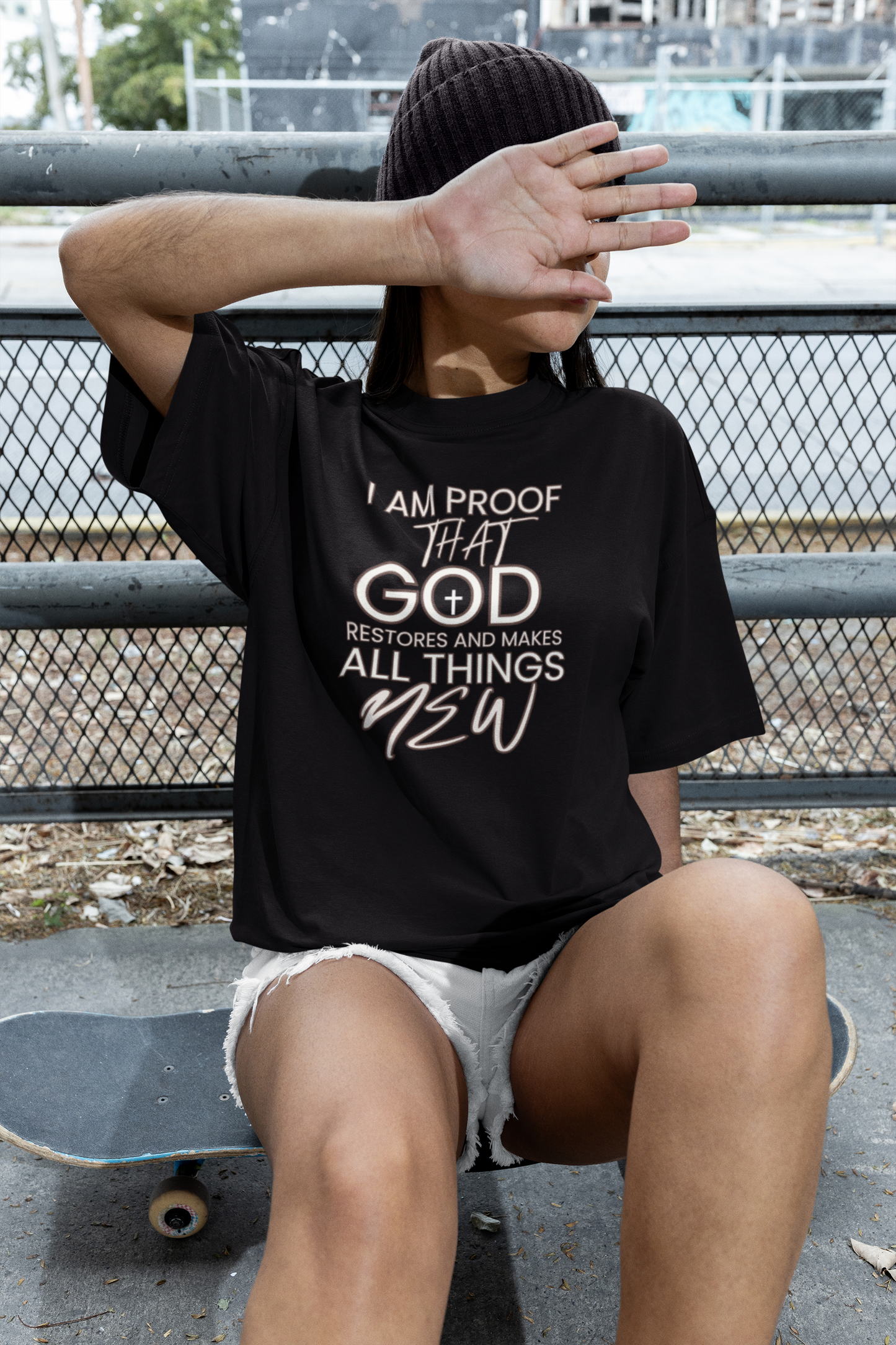 Carrying the Weight Book +Grief Journal + I Am Proof That God Restores And Makes All Things New Tee